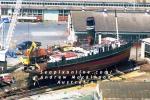 ID 3667 LYTTELTON II (1939/303grt/LR No. 5215521) is seen being gradually eaten by the scappers torches, her stern now in the process of demolition as she sits on the slips at Geelong, Australia.